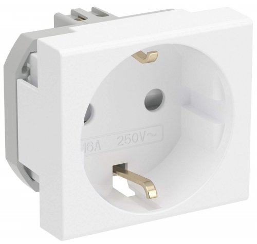 Розетка с заземлением для кабель-канала DKC Viva 1-м. 2 мод. шторки белый фото Розетка с заземлением для кабель-канала DKC Viva 1-м. 2 мод. шторки белый картинка